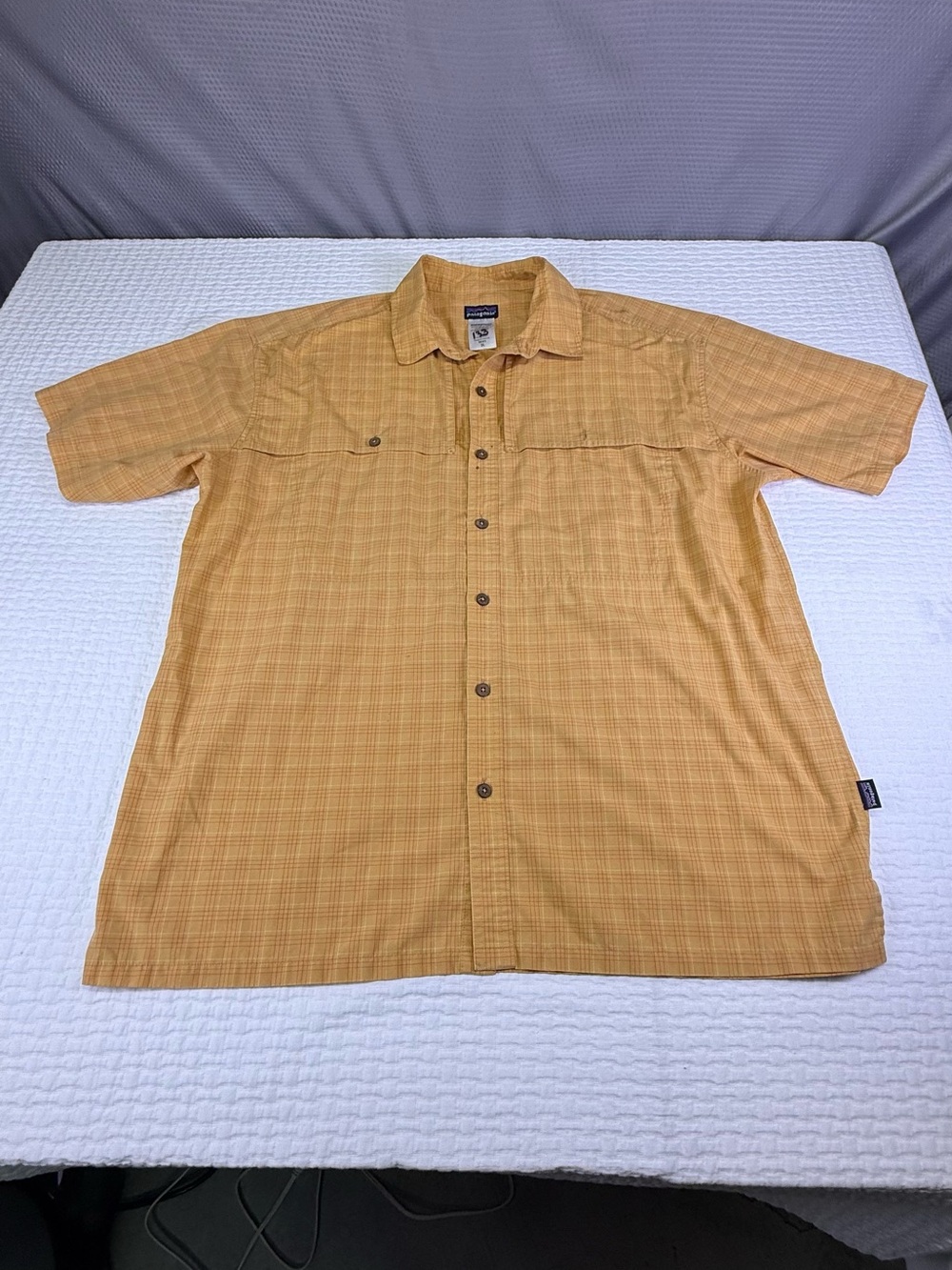 Patagonia Short Sleeve Button-Down Shirt in Mustard (spots in pictures) AS IS